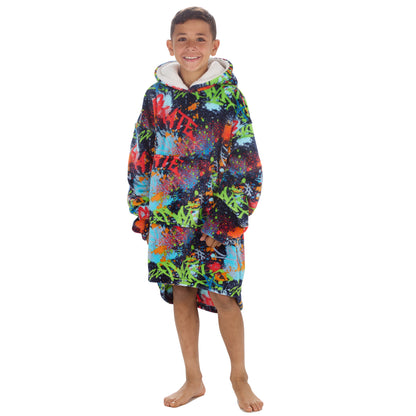 Panzy Oversized Kids Gaming Hoodie Blanket for Boys & Girls – Kids Long Sleeve Hooded Sweatshirt, Cozy Pullover Jumper Blanket - 8-13 Years