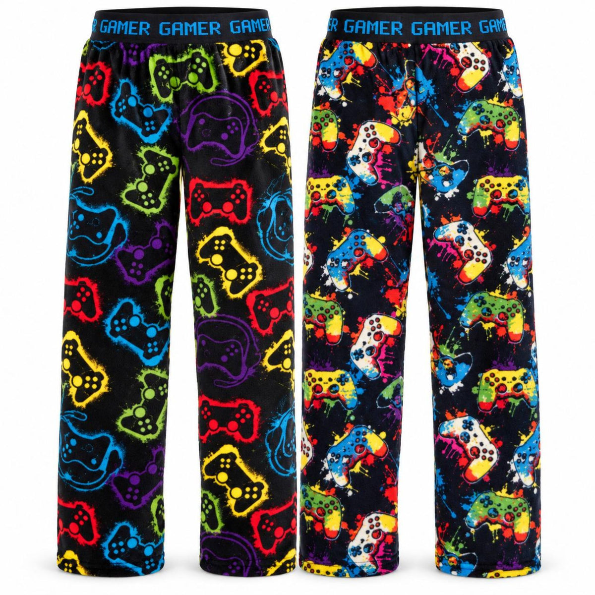 2 Pack Boys Super Soft Fleece Lounge Gaming Pants Age 9-13 Year
