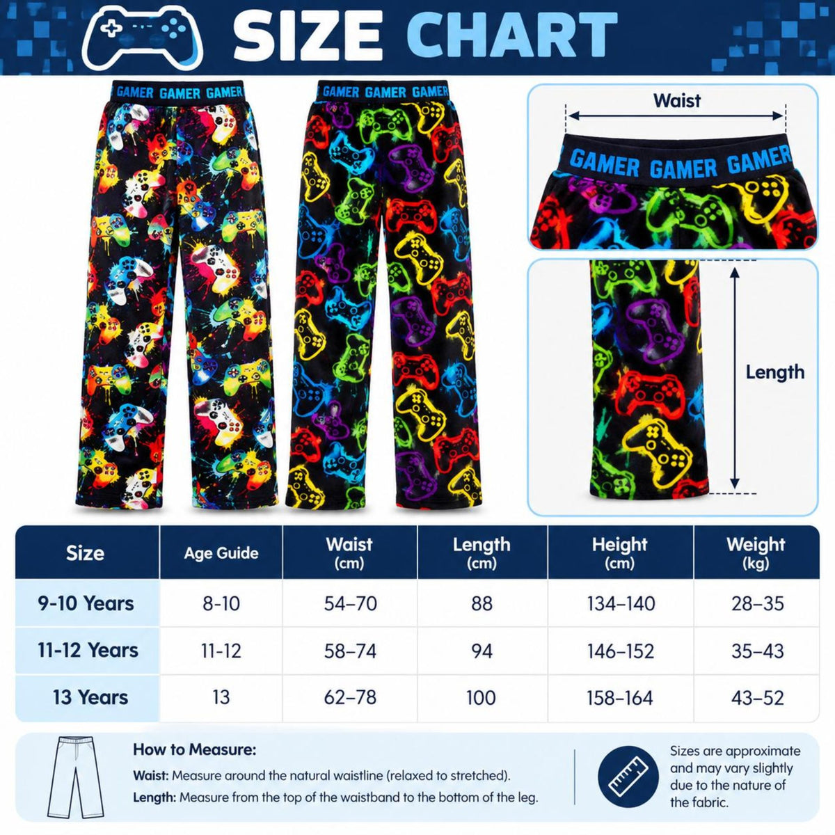 2 Pack Boys Super Soft Fleece Lounge Gaming Pants Age 9-13 Year