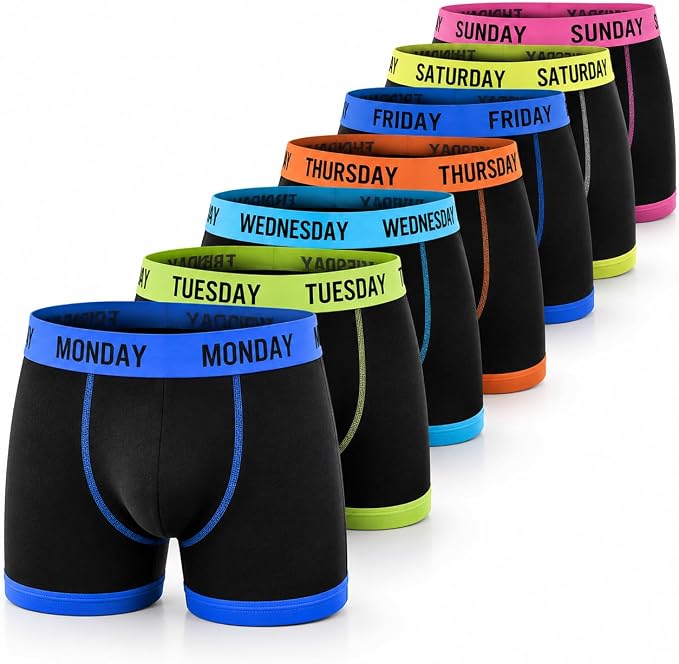 Panzy Boys Days Of The Week 7 Pack Boxer Shorts