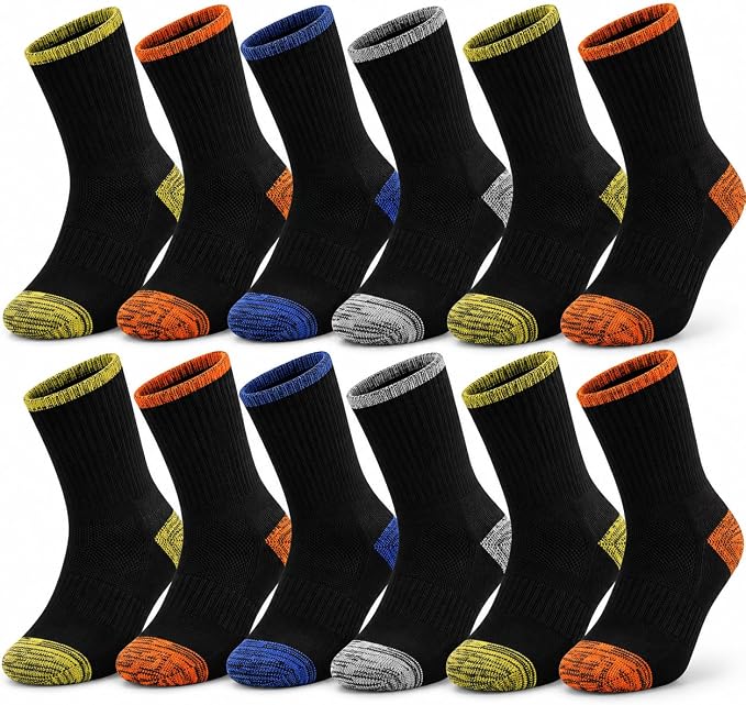 Panzy 12 Pairs Mens Work Socks for Work, Sports, Trekking, Walking
