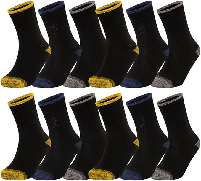Panzy 12 Pairs Mens Work Socks Heavy Duty