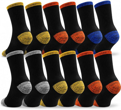 Panzy 12 Pairs Mens Work Socks for Work, Sports, Trekking, Walking