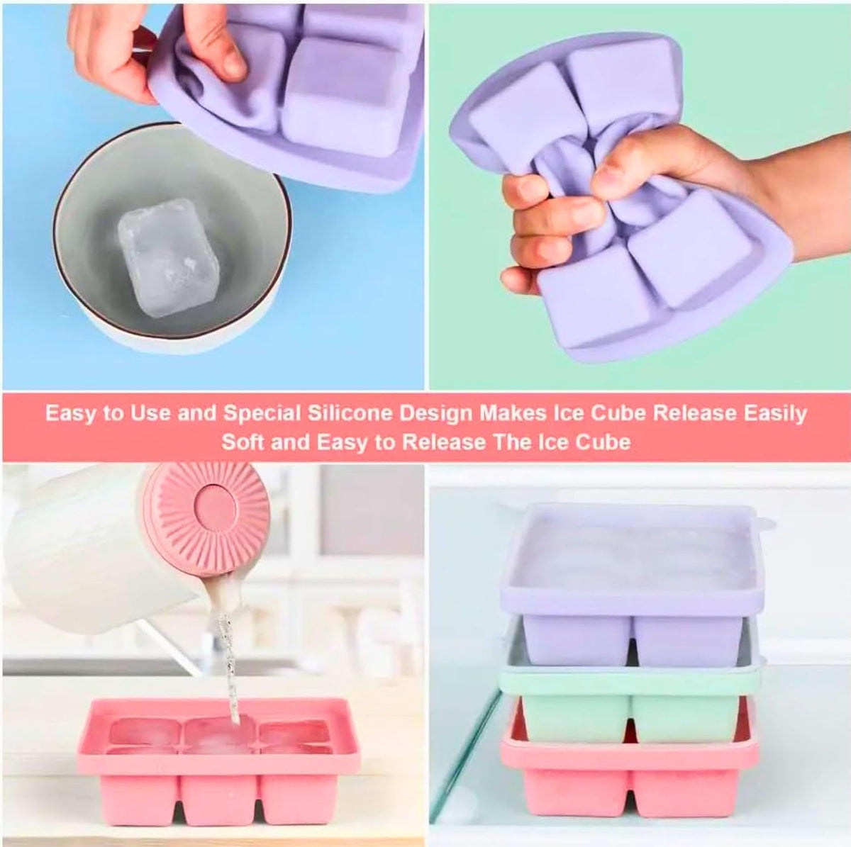 Ice Cube Tray easy to use and special silicone design makes ice cube release easily  