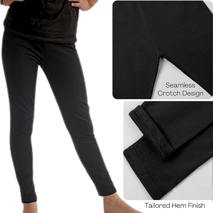 Girls kids leggings with seamless crotch design & tailored hem finish