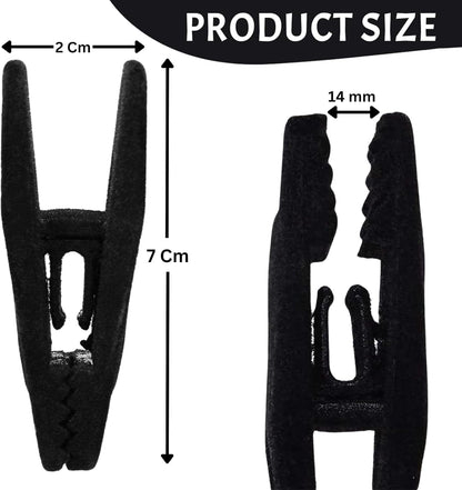 velvet hangers clip height 7 cm, width 2 cm, width of the opening is 14 mm.
