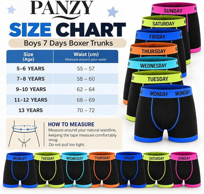 Panzy Boys Days Of The Week 7 Pack Boxer Shorts