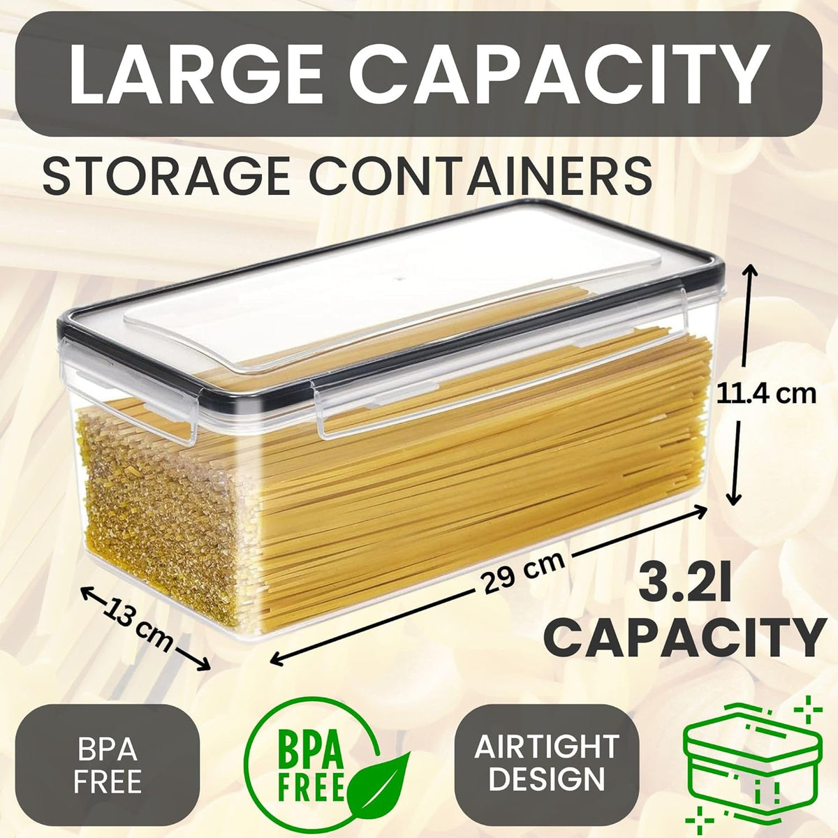 Noodle Storage Boxes large capacity length 29cm, wirth 13cm, hight 11.4cm