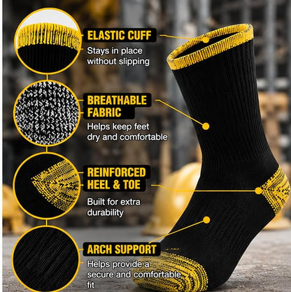 Panzy 12 Pairs Mens Work Socks for Work, Sports, Trekking, Walking