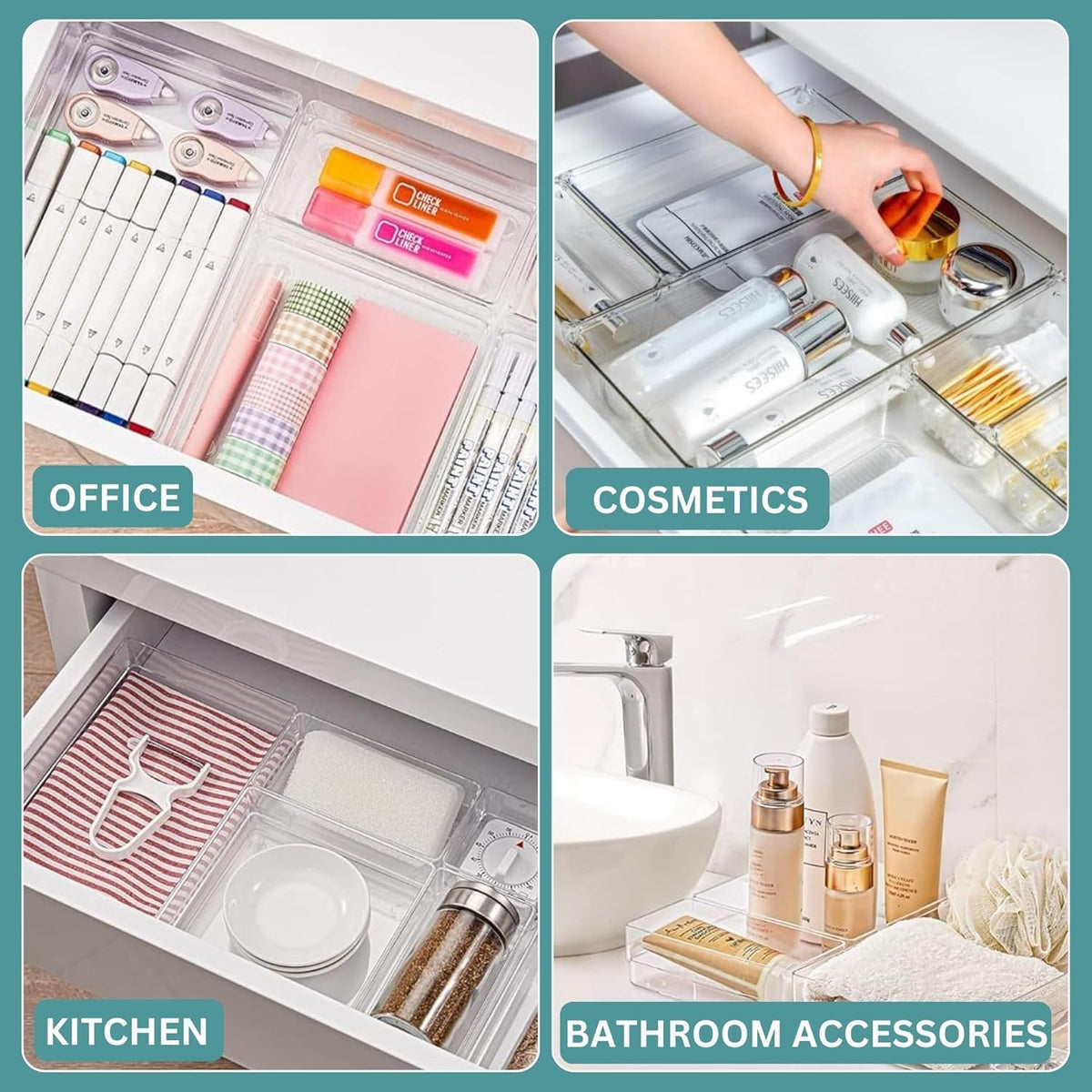 Panzy Home Clear Desk Drawer Organisers Trays