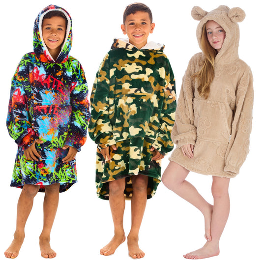 Panzy Oversized Kids Gaming Hoodie Blanket for Boys & Girls – Kids Long Sleeve Hooded Sweatshirt, Cozy Pullover Jumper Blanket - 8-13 Years