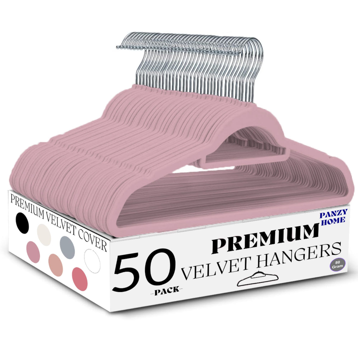 Panzy home premium velvet hangers baby pink 50 pack 