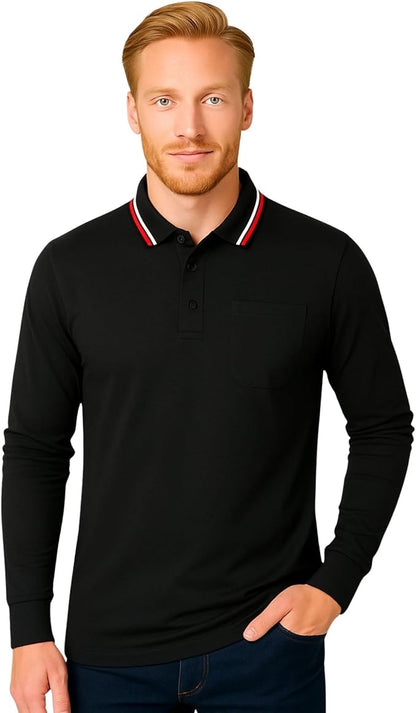 Men’s long sleeve polo shirt black colour 