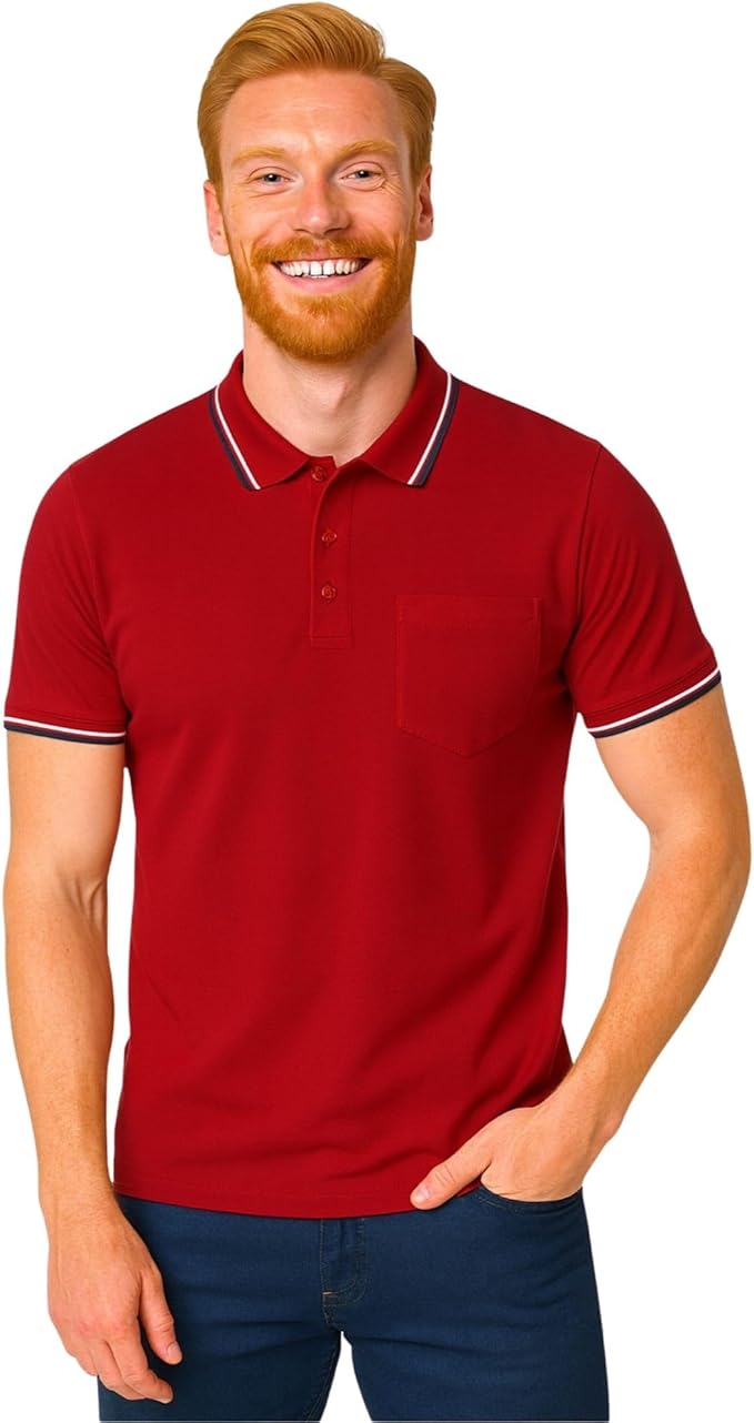Men's short solid sleeve polo shirt burgundy colour