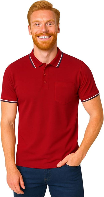 Men's short solid sleeve polo shirt burgundy colour