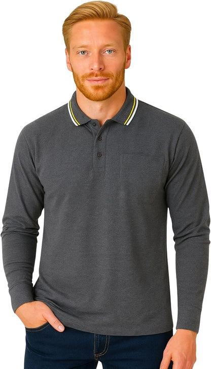 Men’s long sleeve polo shirt charcoal colour