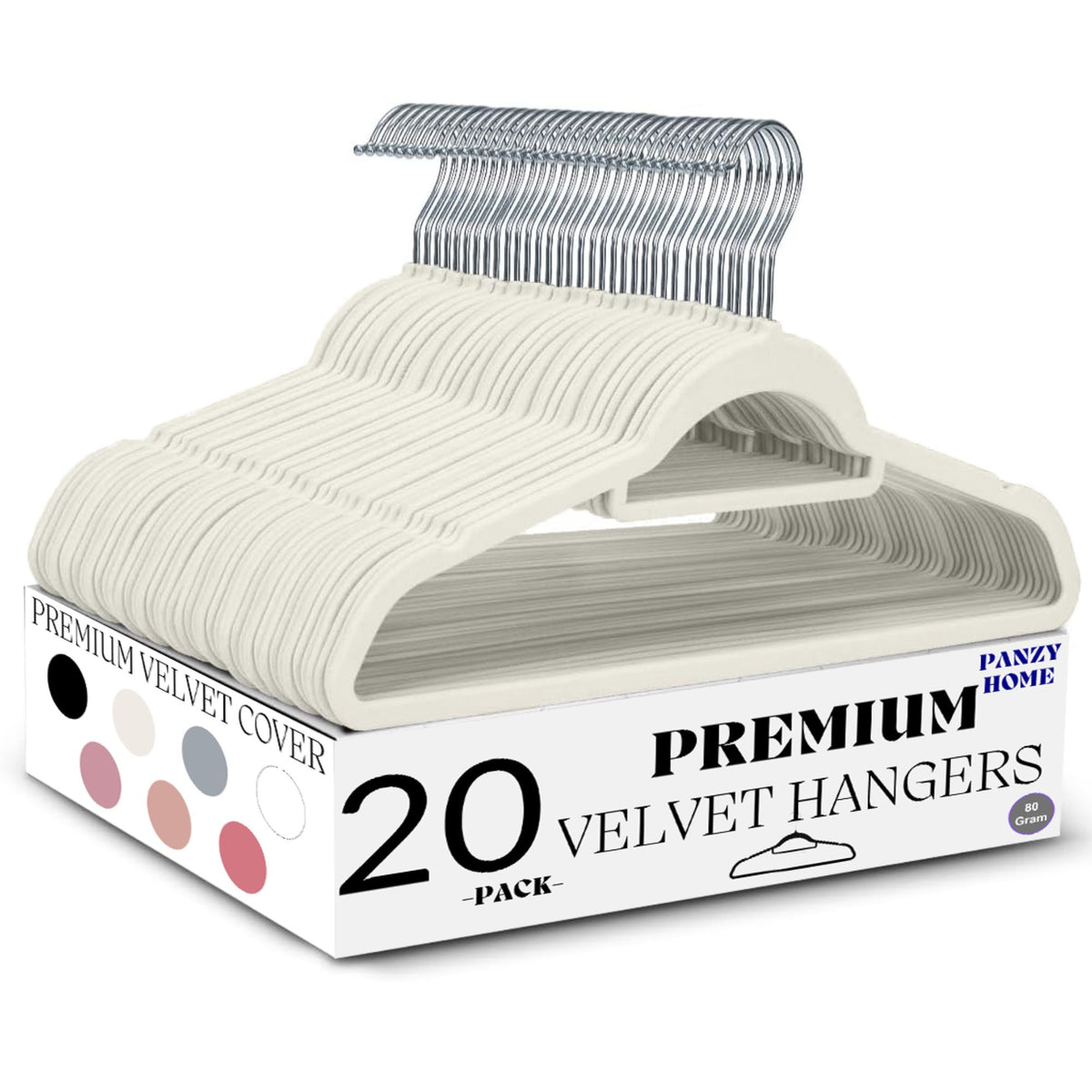 Panzy home premium velvet hangers cream 20 pack