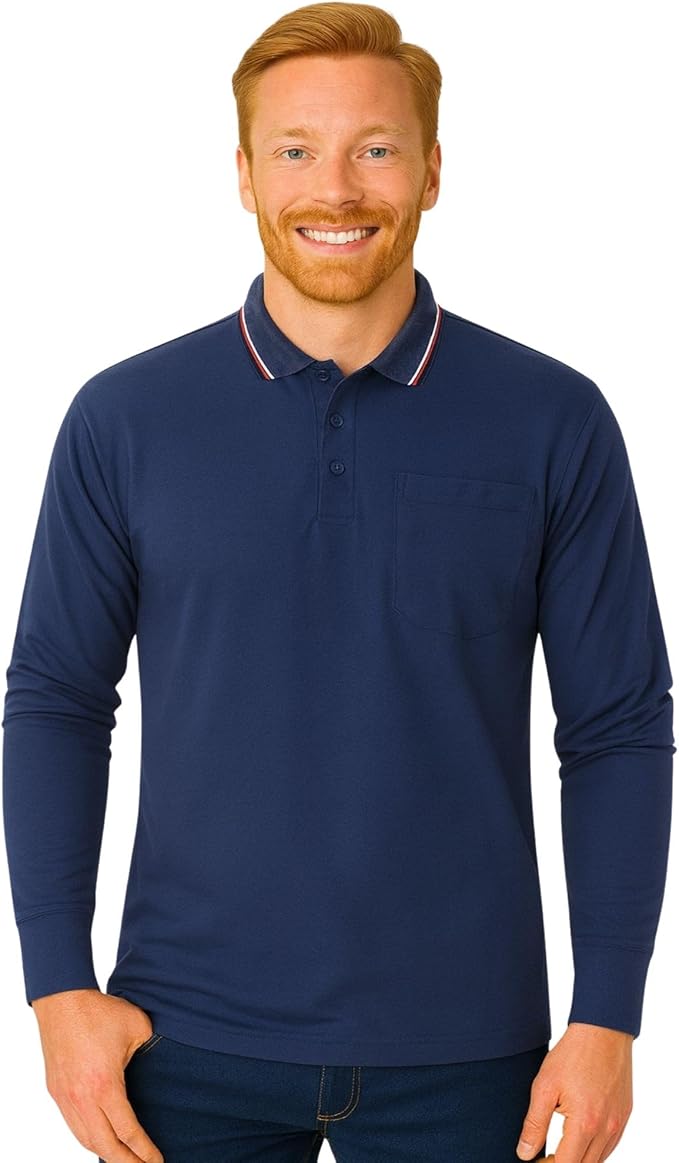 Men’s long sleeve polo shirt navy colour