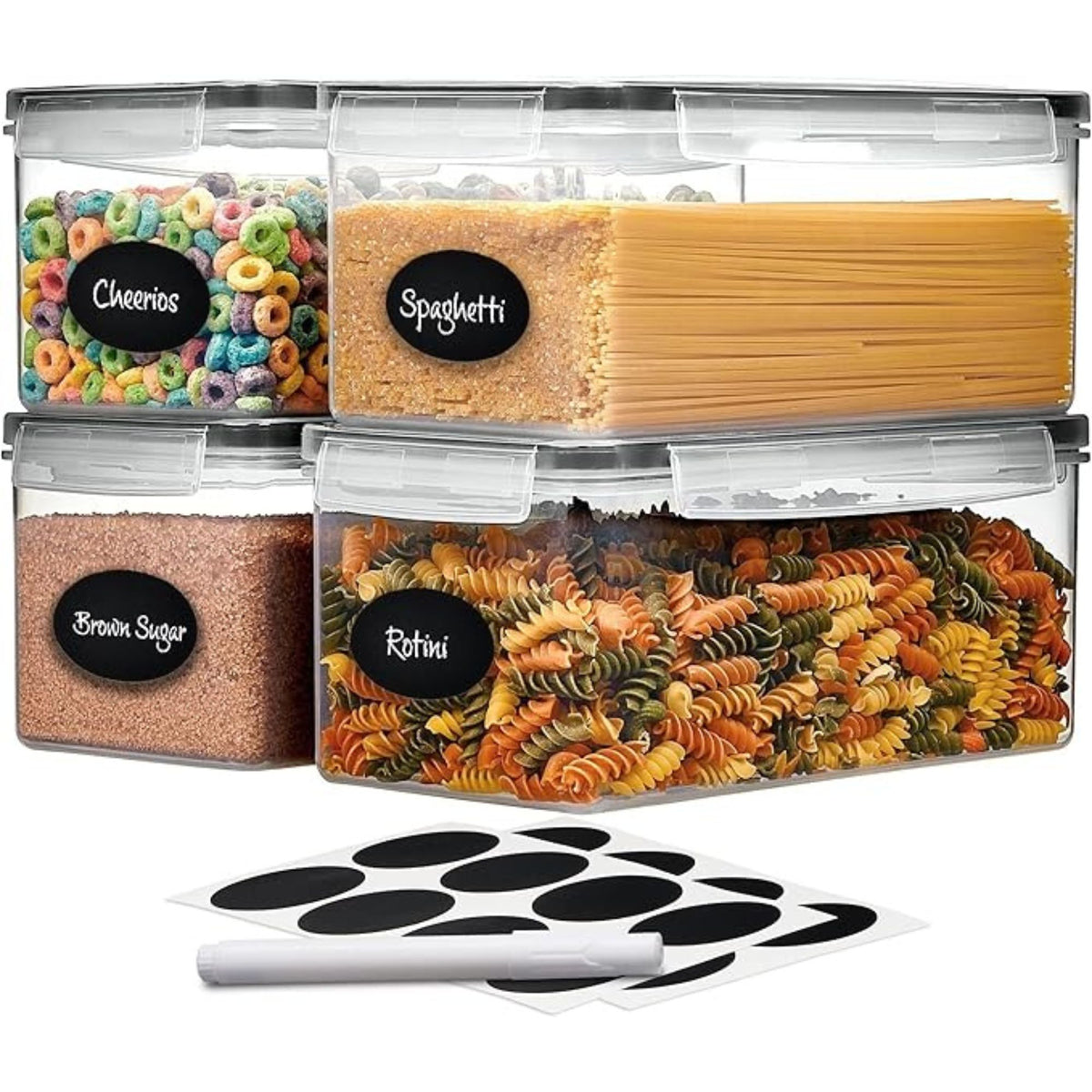 Panzy Home 3.2 L Noodle Storage Boxes with labels and marker pen