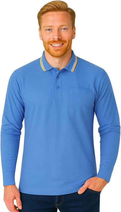Men’s long sleeve polo shirt royal blue colour