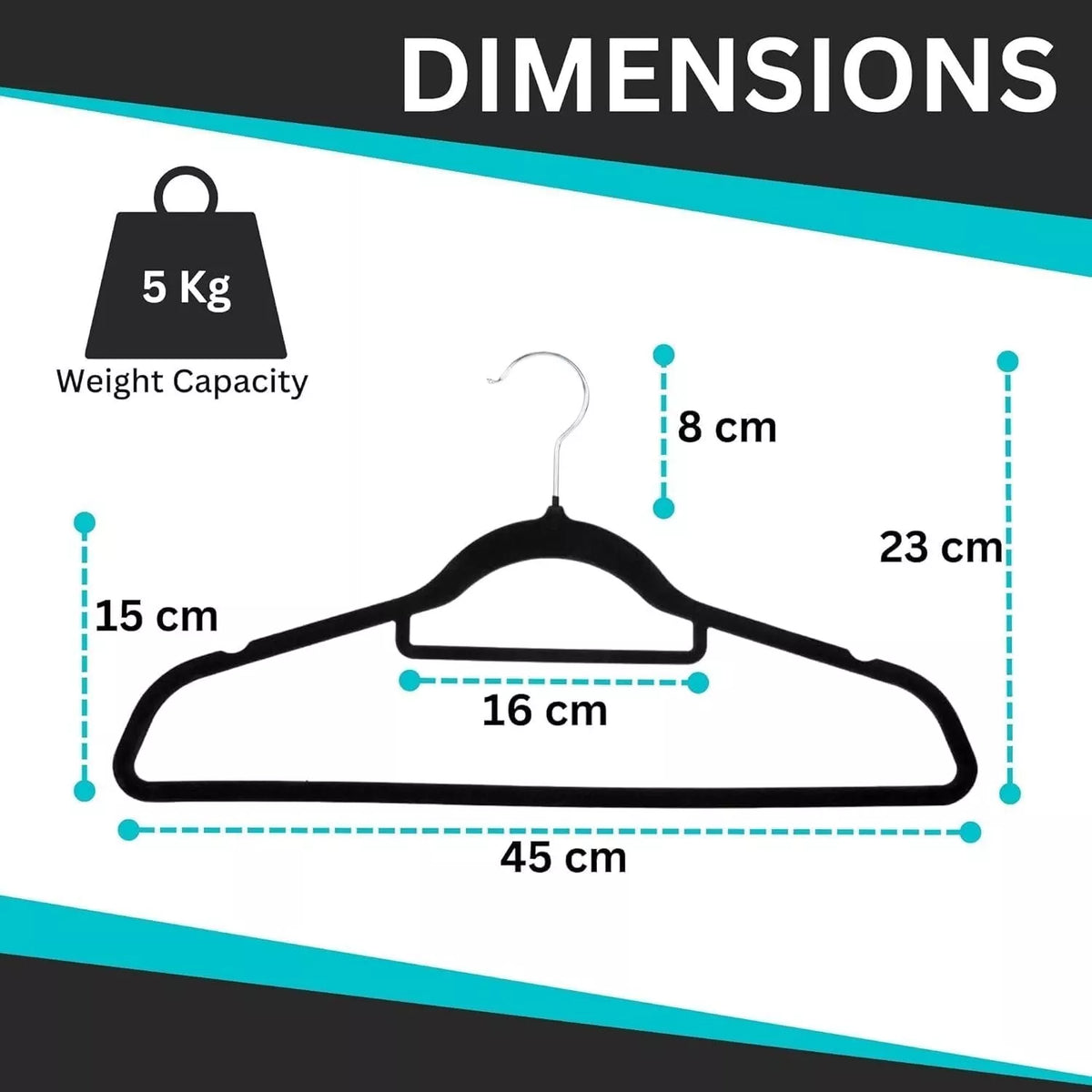 Velvet hangers dimantions 23cm hight 45cm length