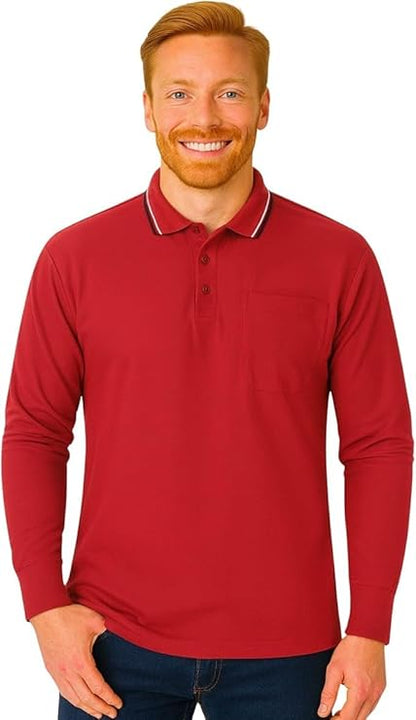 Men’s long sleeve polo shirt wine colour